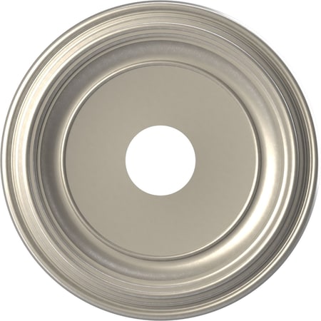 Ekena Millwork Traditional PVC Medallion (Canopies up to 9 1/2"), 16"OD x 3 1/2"ID x 1 3/8"P, Bright Coat Aluminum CMP16TRBAL